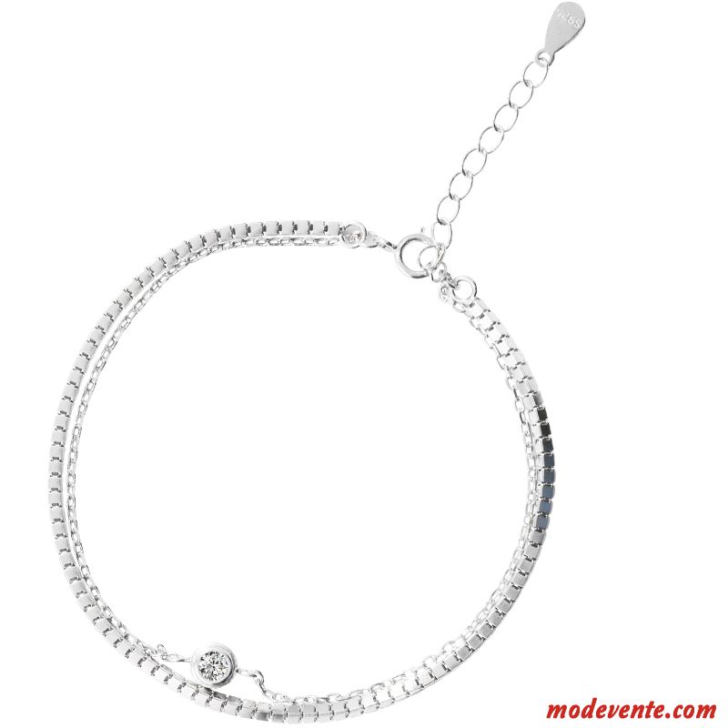 Bracelets Femme Tempérament Étudiant Personnalité Simple Couche Double Cadeau D'anniversaire Argent