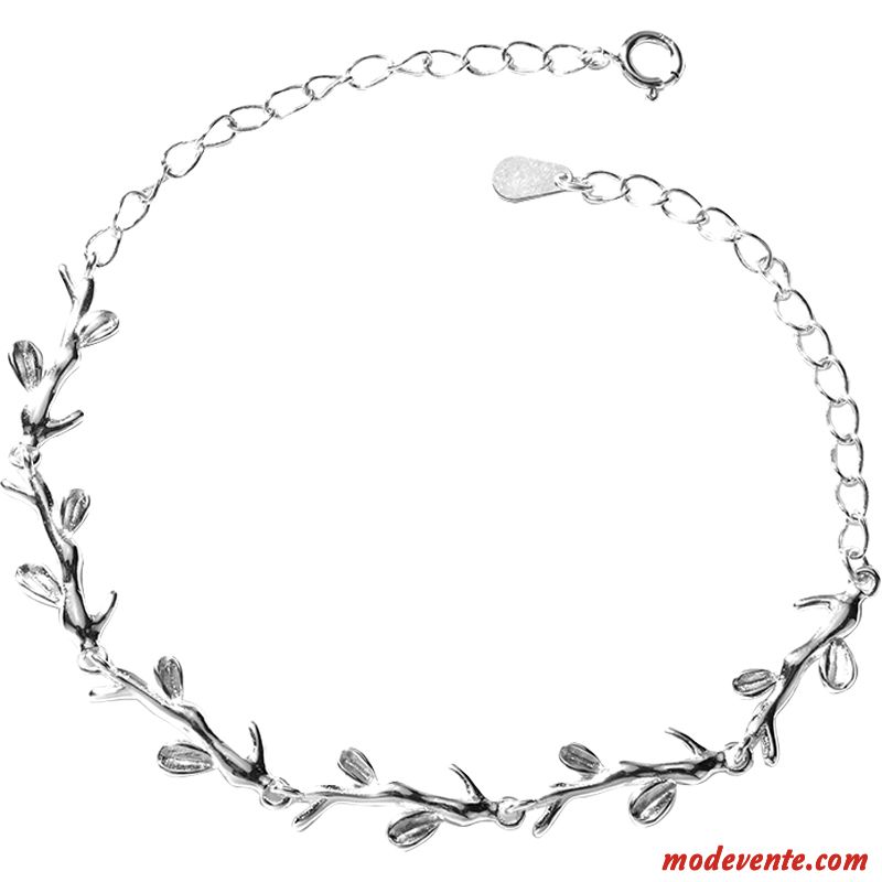 Bracelets Femme Étudiant Personnalité Simple Frais Pure Argent