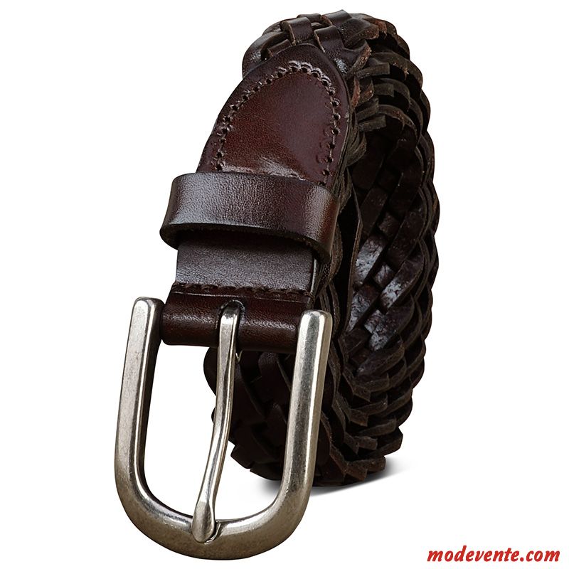 Ceinture Femme Boucle Tendance Loisir Couche De Tête Manuel Homme Foncé