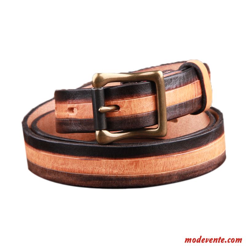 Ceinture Femme Cuir Pure Couche De Tête All-match Loisir Doux Cuir Véritable Brun