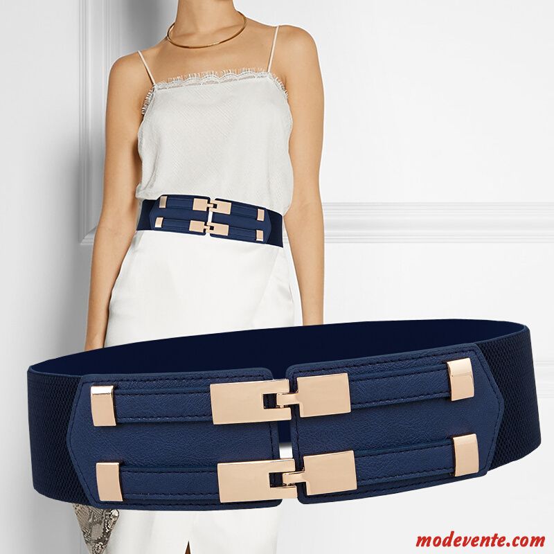 Ceinture Femme Décoration Simple Élastique Élasticité Bleu Noir