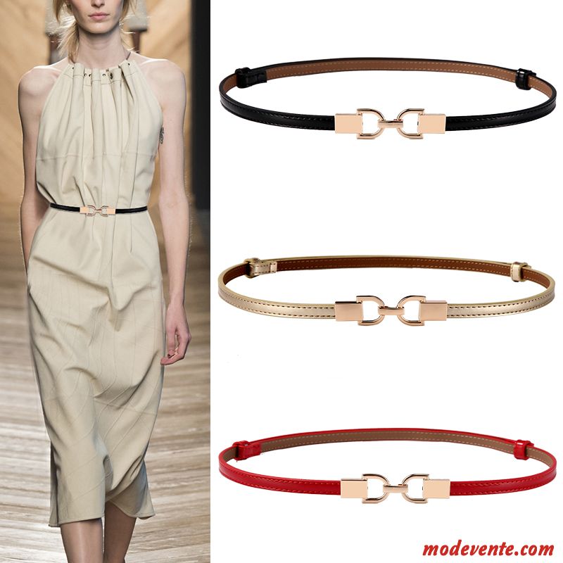 Ceinture Femme Mode Cuir Véritable Simple Cuir Verni Décoration All-match Noir