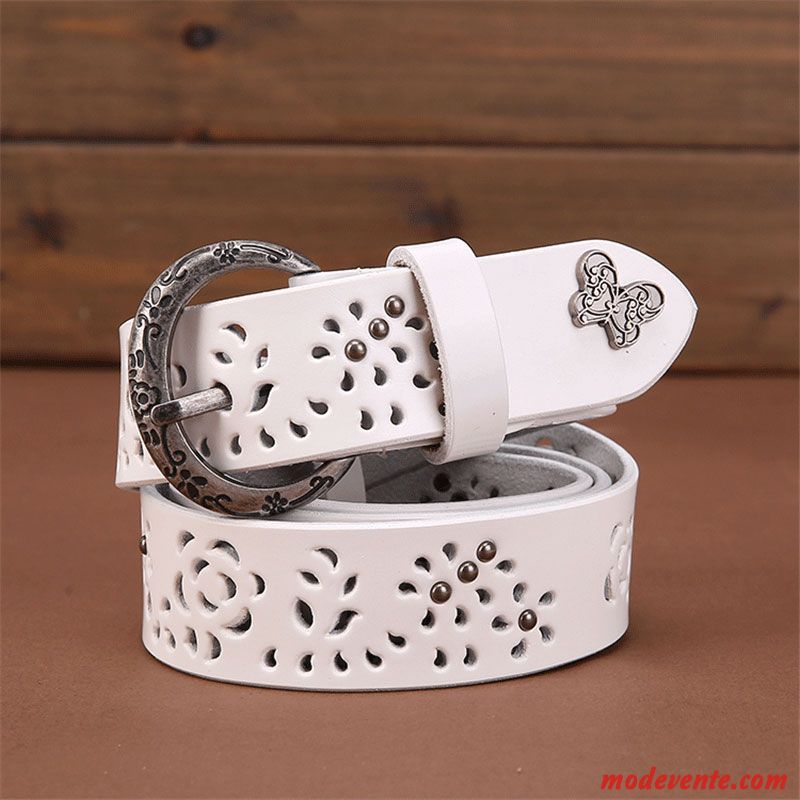 Ceinture Femme Mode Jeans Le Nouveau Pure Peau Douce Rétro Blanc