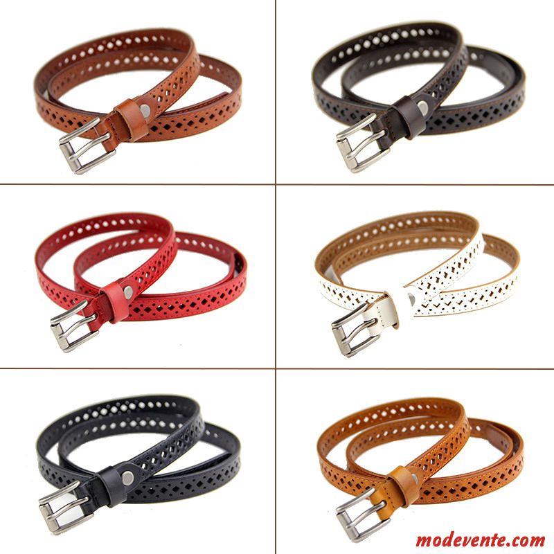 Ceinture Femme Modèles Féminins Bien Loisir All-match Simple Cuir De Vache Brun