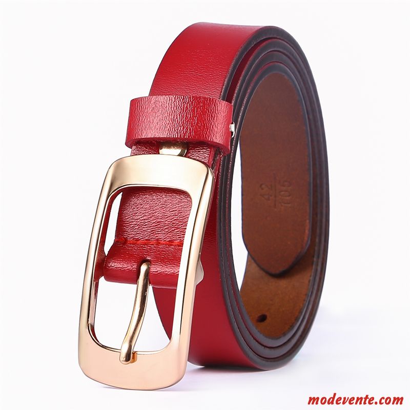 Ceinture Femme Pure Décoration Bien All-match Boucle Jeans Noir Rouge