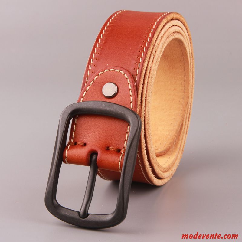 Ceinture Femme Âge Moyen Pure Cuir De Vache Cuir Véritable Loisir Décoration Marron