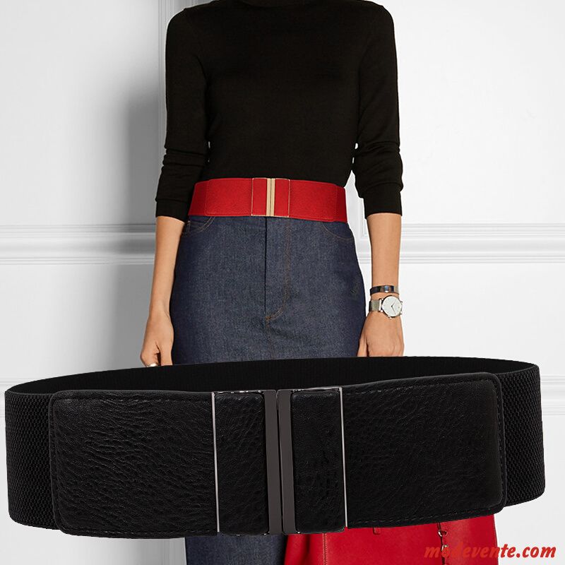 Ceinture Femme Élasticité Mode Élastique All-match Printemps Décoration Noir