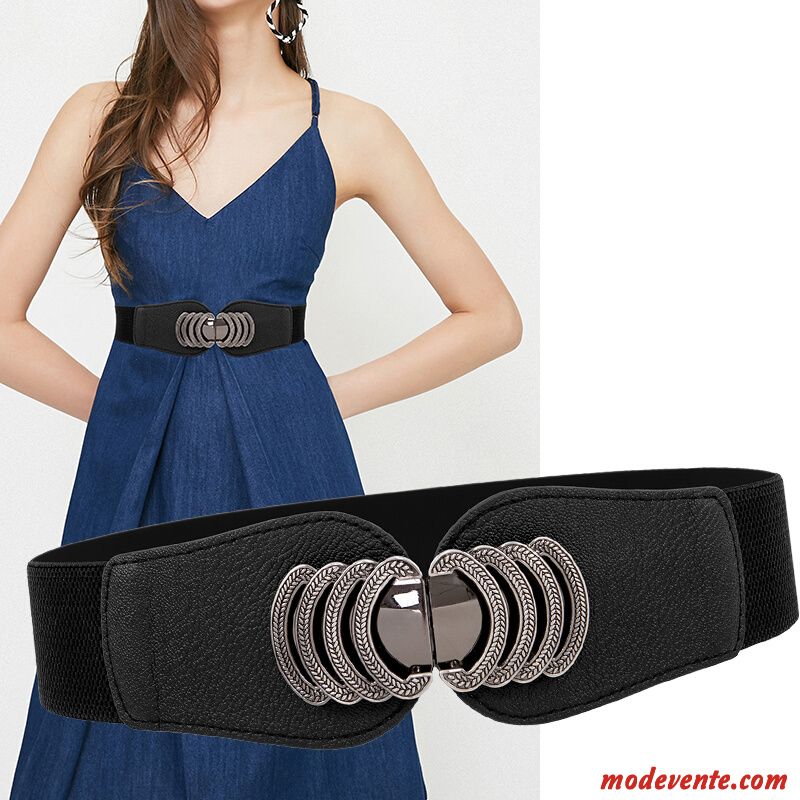 Ceinture Femme Élastique All-match Décoration Printemps Élasticité Été Noir