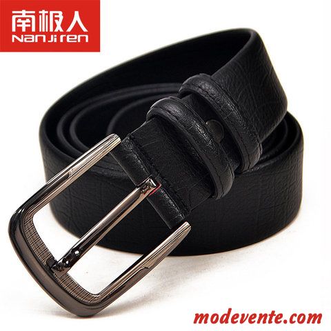 Ceinture Homme Boucle Boucle Automatique Cuir Véritable Noir