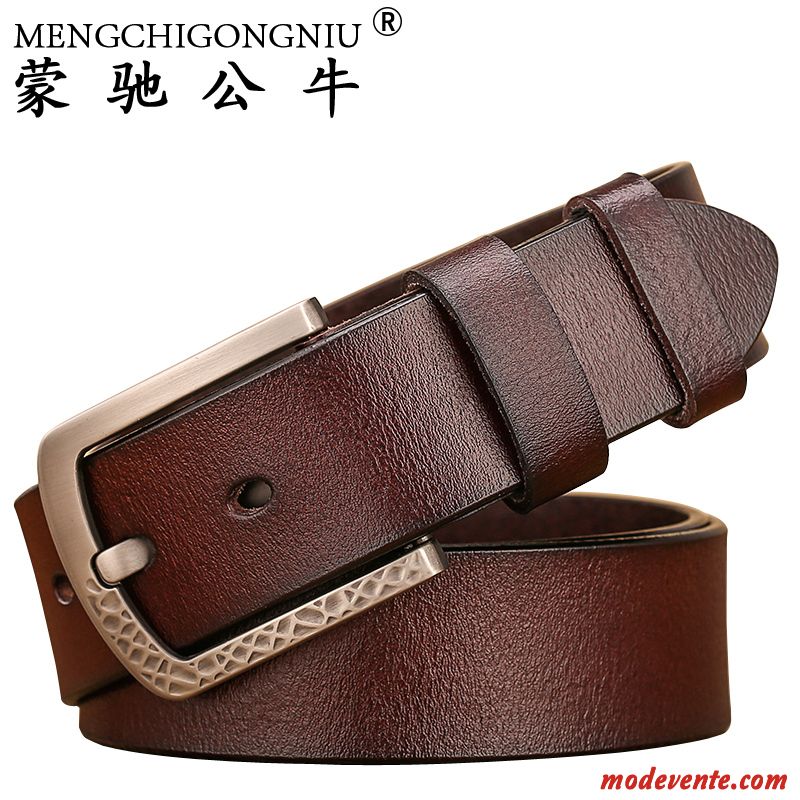 Ceinture Homme Cuir De Vache Cuir Véritable Jeunesse Boucle Âge Moyen Pure Clair