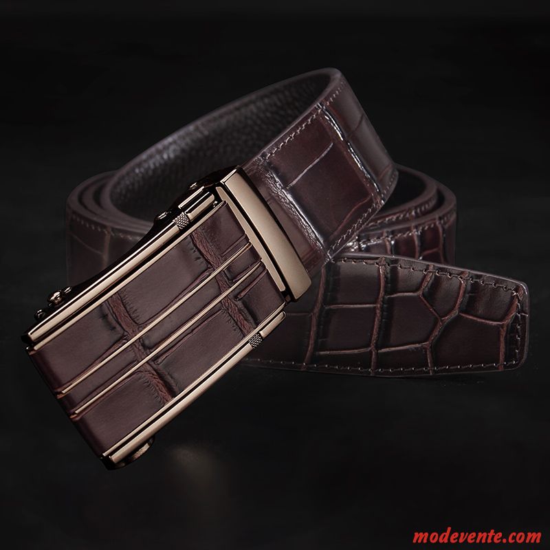 Ceinture Homme Cuir Véritable Boucle Automatique Crocodile Modèle Couche De Tête Vêtements De Cérémonie Cuir De Vache