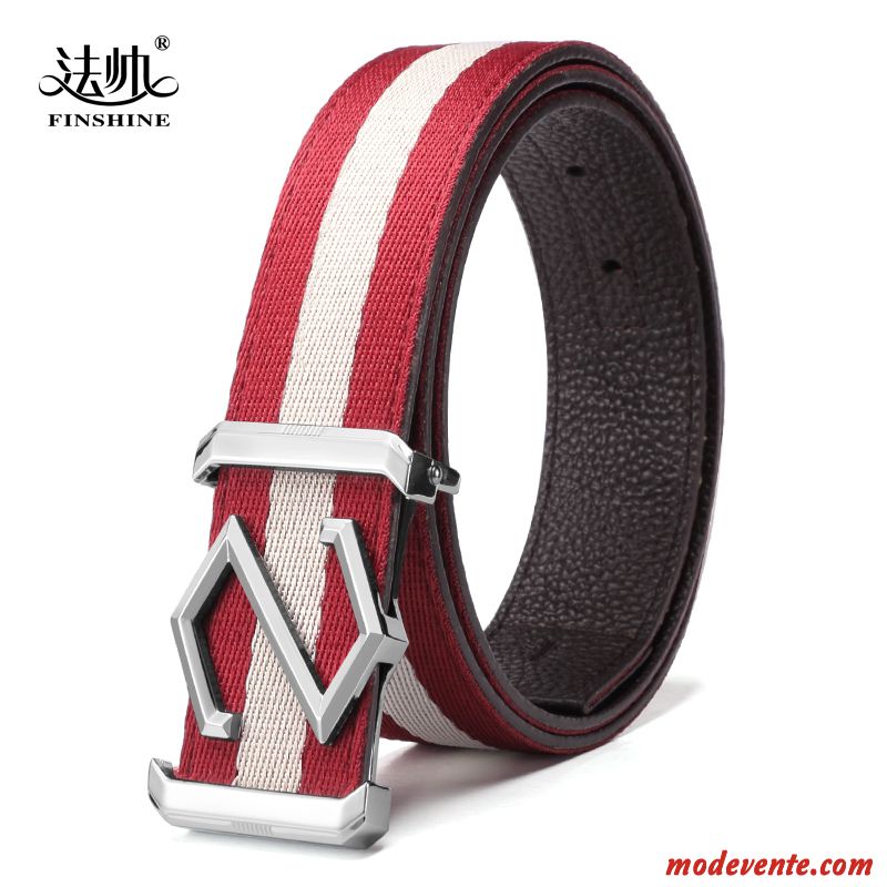 Ceinture Homme Jeune Loisir Étudiant Mode Tissu Toile Rouge