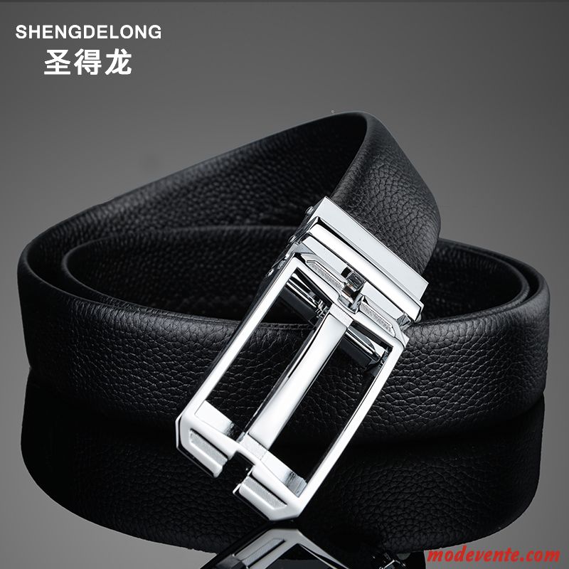 Ceinture Homme Le Nouveau Couche De Tête Entreprise Cuir De Vache Sided Simple Noir