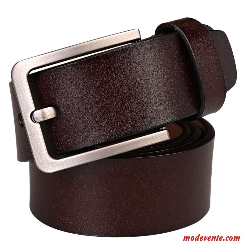 Ceinture Homme Loisir Jeunesse Cuir De Vache Jeans Pure Cuir Véritable Foncé