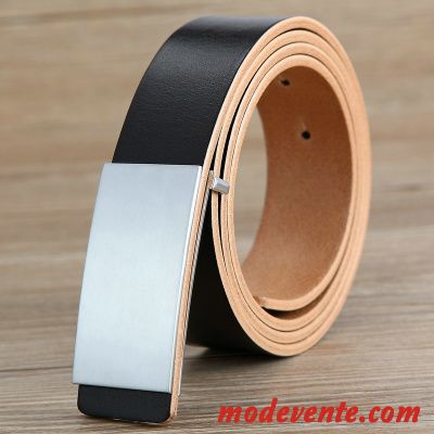 Ceinture Homme Loisir Jeunesse Lisse Manuel Cuir De Vache Couche De Tête Blanc Noir