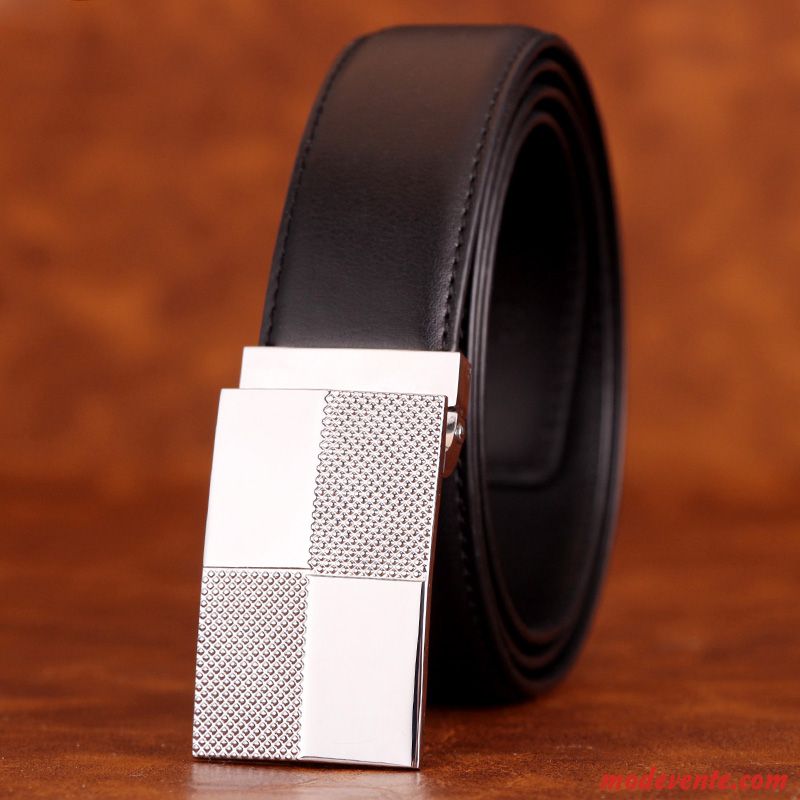 Ceinture Homme Loisir Simple Entreprise Âge Moyen Tendance Cuir Véritable Noir