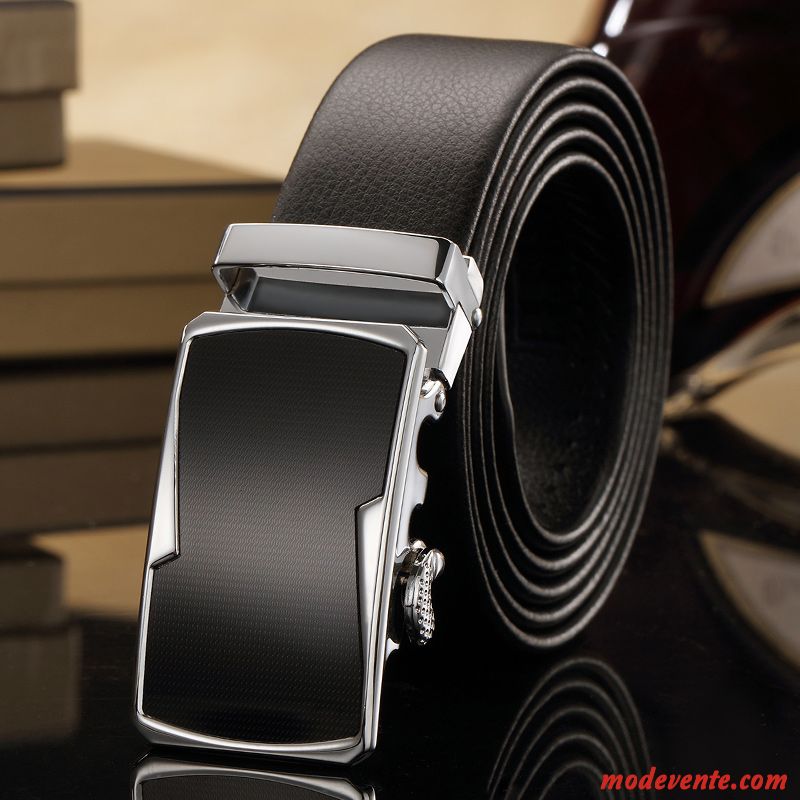 Ceinture Homme Personnalité Britanique Âge Moyen Jeunesse Boucle Automatique Tendance Noir