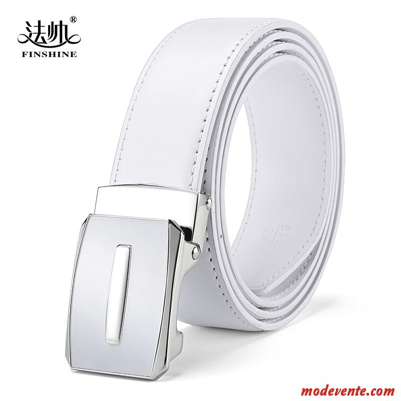 Ceinture Homme Tendance Boucle Automatique Vêtements De Cérémonie Jeunesse All-match Mode Blanc