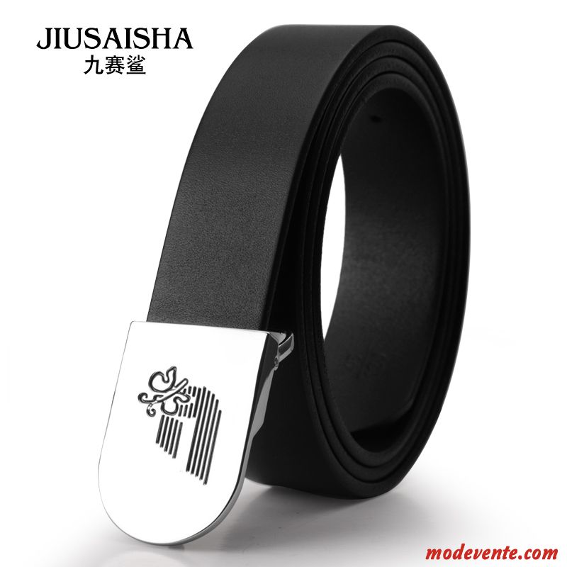 Ceinture Homme Tendance Jeunesse Loisir Mode All-match Cuir Véritable Noir