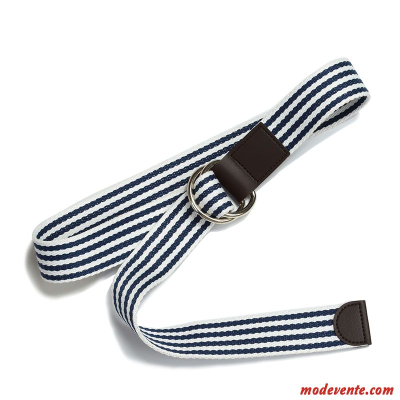 Ceinture Homme Toile All-match Simple Tendance Été Femme Bleu