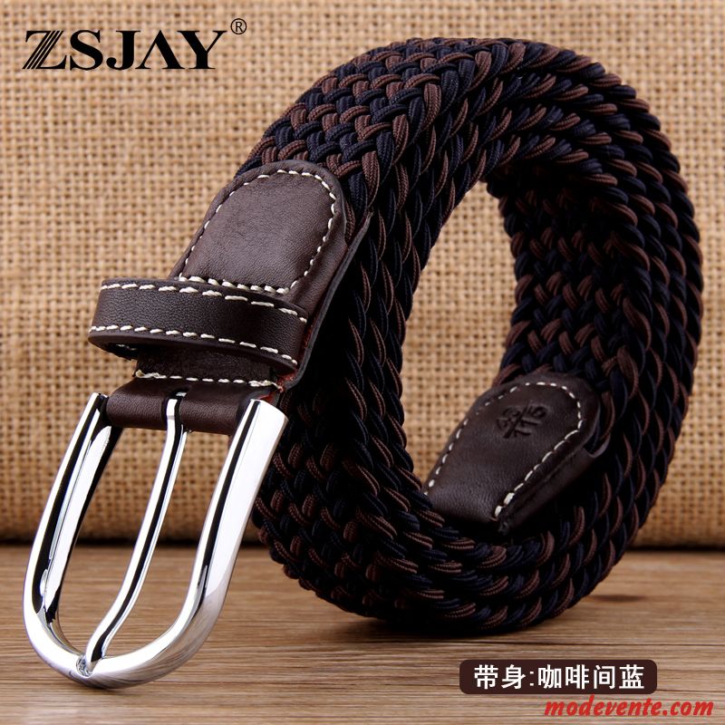 Ceinture Homme Élastique Toile Tactique Confortable Tissage Entreprise Bleu