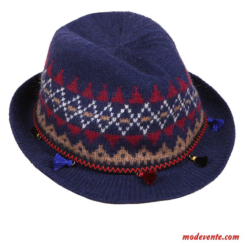 Chapeau Femme Brodé L'automne Tourisme Hiver Vacances Folk-custom Bleu