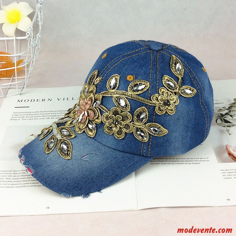 Chapeau Femme Casquette Denim Casquette De Baseball Chapeau De Soleil Étudiant Le Nouveau Bleu