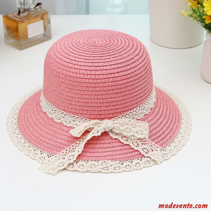 Chapeau Femme Chapeau De Soleil Voyage Enfant Ombre Été Plage Rose