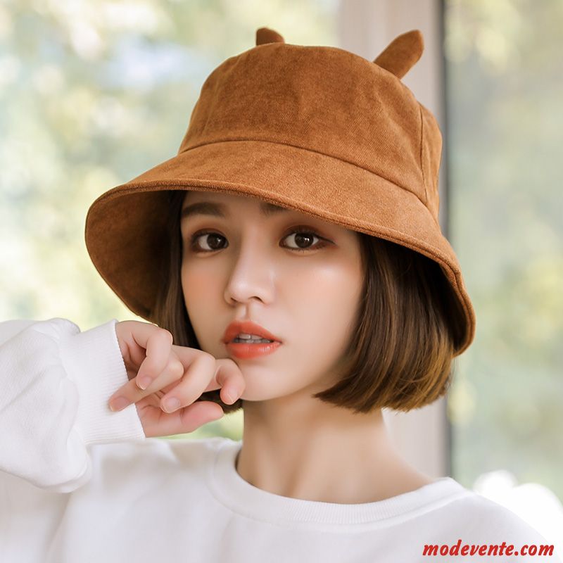 Chapeau Femme Charmant Tendance Chapeau De Pêcheur Loisir All-match Étudiant Brun