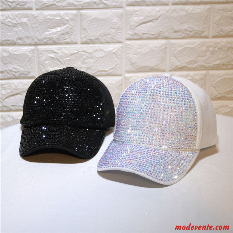 Chapeau Femme Diamant All-match Été Chapeau De Soleil Mode Casquette Noir