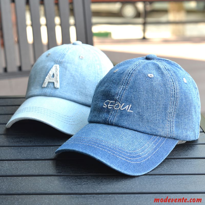 Chapeau Femme Loisir Ombre Casquette De Baseball Denim Crème Solaire Homme Bleu