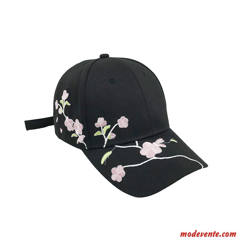 Chapeau Femme Mode Le Nouveau Brodé Fleurs All-match Casquette De Baseball Noir