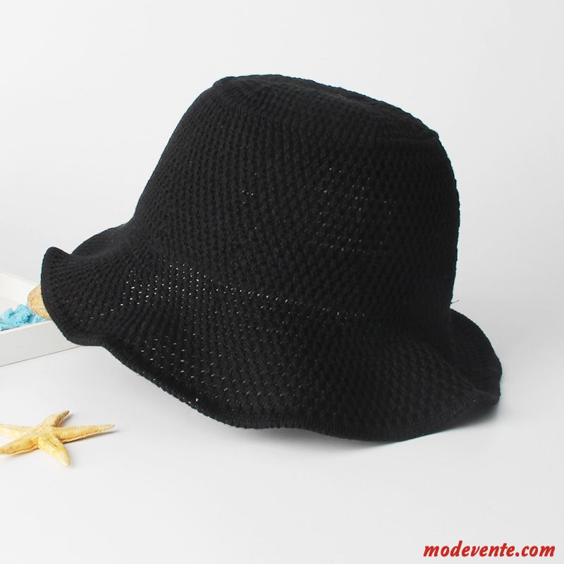 Chapeau Femme Ombre Crème Solaire Chapeau De Pêcheur Été Loisir Art Noir