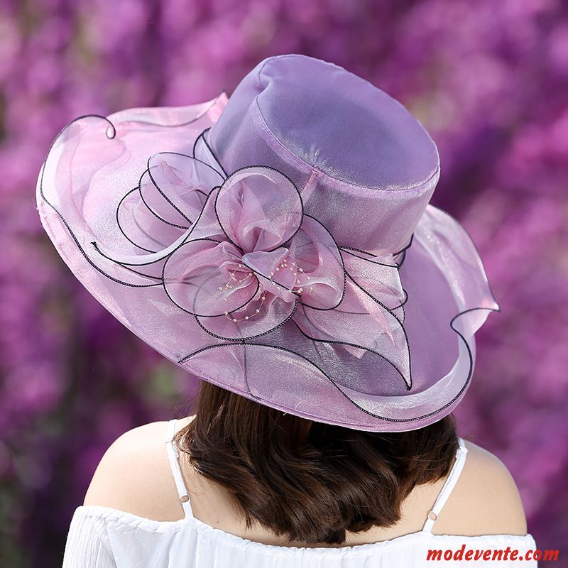 Chapeau Femme Plier Ombre Plage Gros Loisir Été Rose