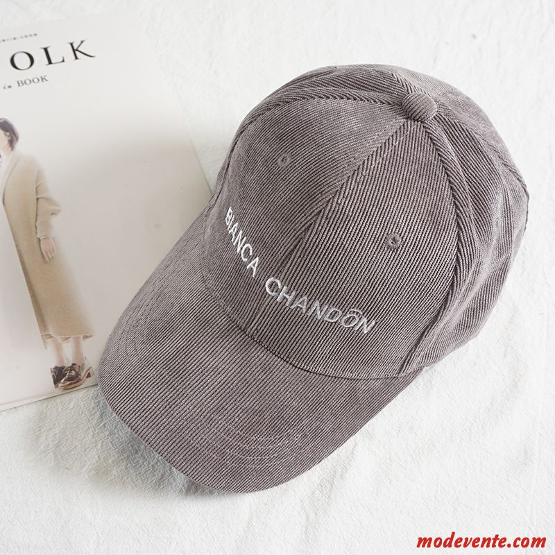 Chapeau Femme Velours Tendance Hiver Casquette De Baseball Amoureux L'automne Gris