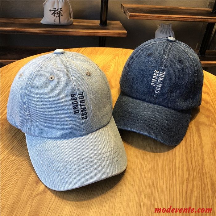 Chapeau Femme Été Casquette Ombre Lettre Homme Loisir Bleu