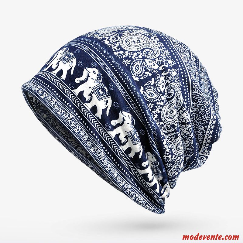Chapeau Homme 100% Coton Oreille Protectrice Mode Femme Fleur Étanche Au Vent Bleu