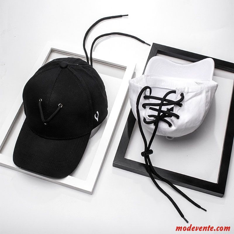 Chapeau Homme Casquette Femme Tendance Hip Hop Personnalité Casquette De Baseball Blanc Noir