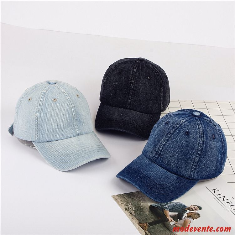 Chapeau Homme Denim Été Femme Casquette De Baseball Simple Ombre Bleu Foncé