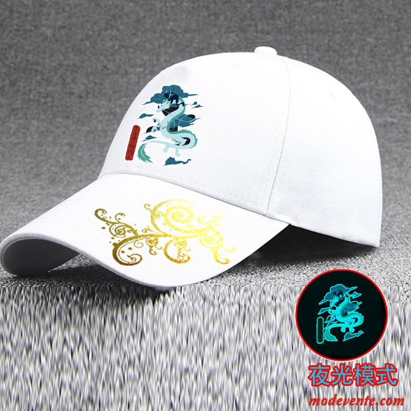 Chapeau Homme Dragon Milieu Tendance Été All-match Amoureux Blanc