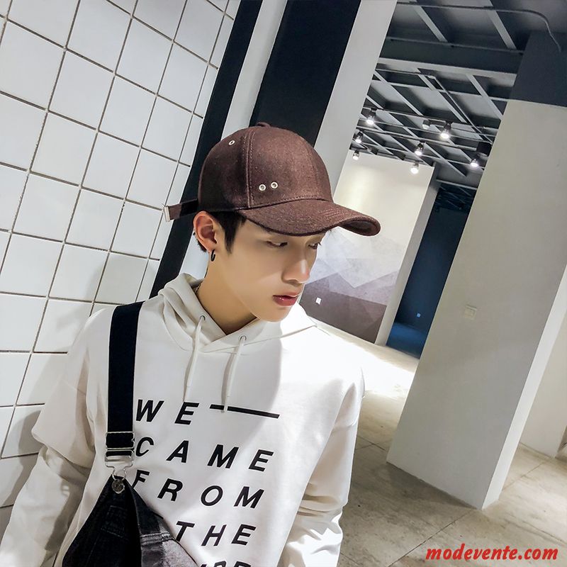 Chapeau Homme Hiver Mode Hip Hop Casquette De Baseball Tendance Simple Marron