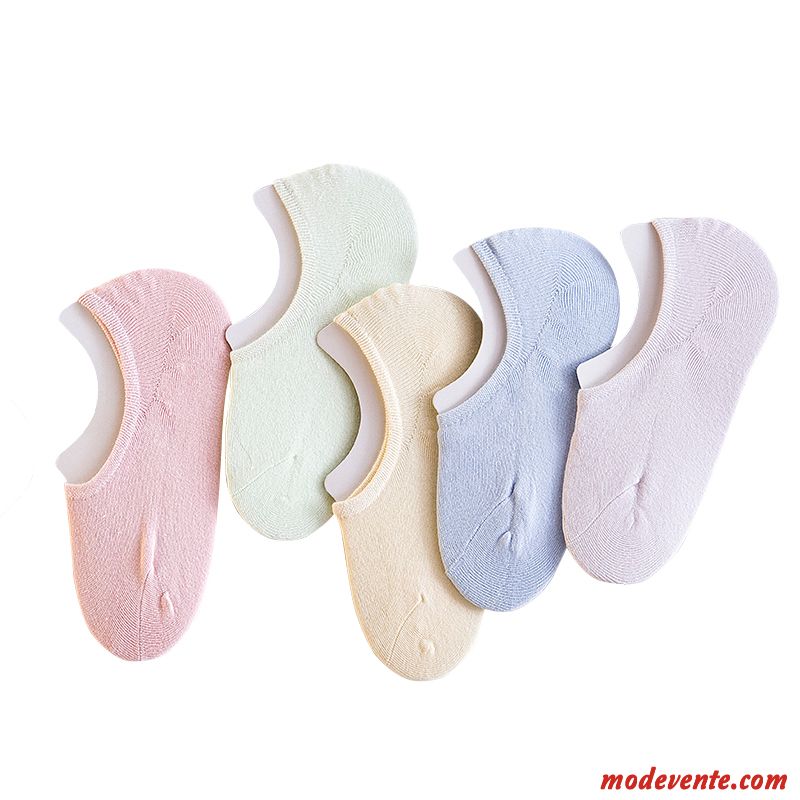 Chaussette Femme Antidérapant Section Mince Coton Invisible Chaussette Basse Coupée Été Bleu Clair