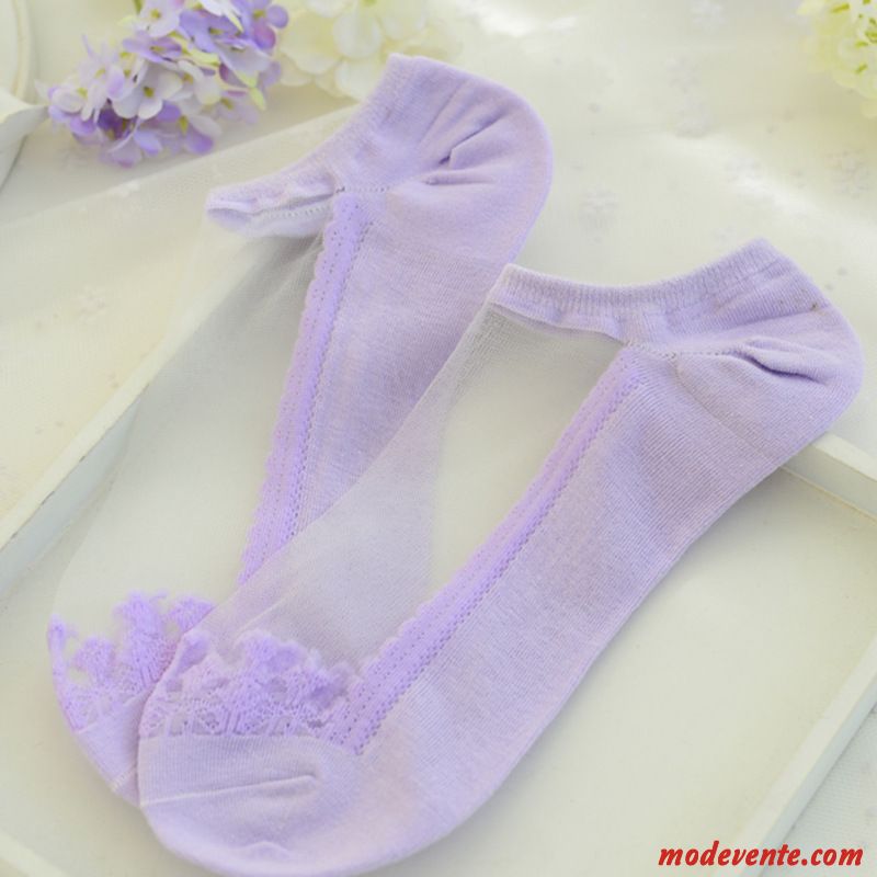 Chaussette Femme Chaussette Courte Été Invisible Antidérapant Chaussette De Noël Chaussette Basse Coupée Violet Clair