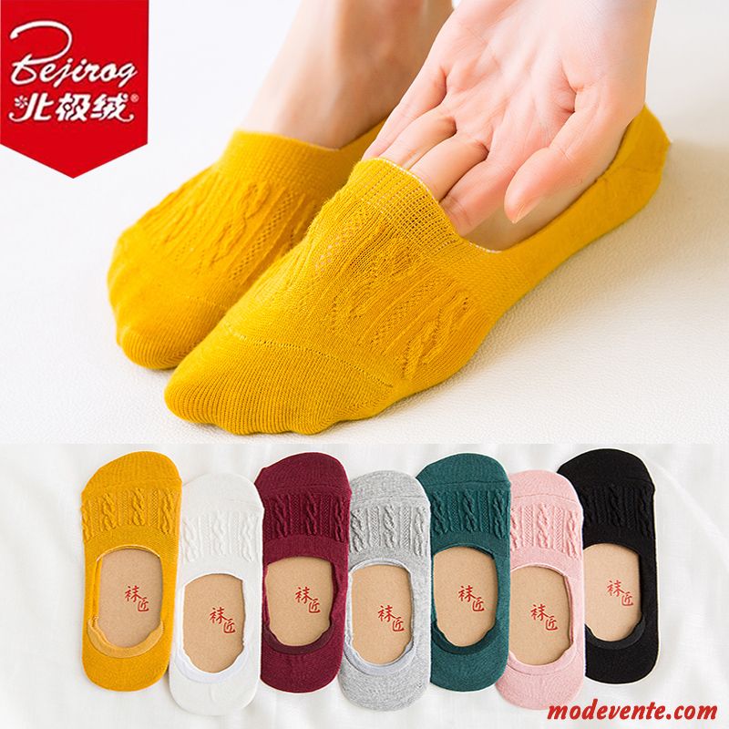 Chaussette Femme Invisible Charmant Anti-odeur Été Vent De L'université Chaussette Basse Coupée Jaune Clair