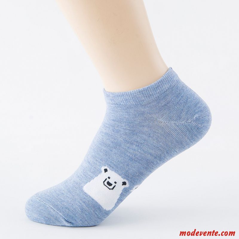 Chaussette Femme Été Charmant Anti-odeur Section Mince Chaussette Courte Coton Bleu Clair