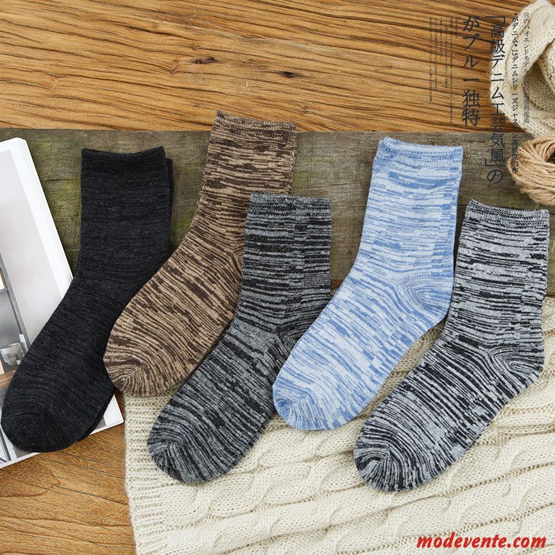 Chaussette Homme Chaussette Longue Coton Tendance Chaussettes En Coton Hiver Milieu Bleu