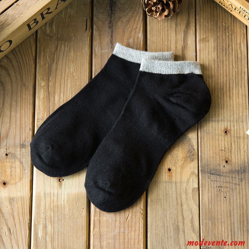 Chaussette Homme Court Chaussettes En Coton Simple Tendance Pure Noir