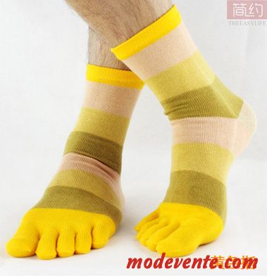 Chaussette Homme Doigt De Pied Cinq Doigts Anti-odeur L'automne Garder Au Chaud Pure Jaune