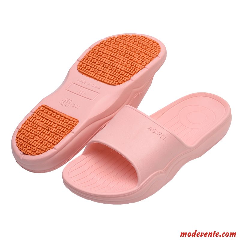 Chaussons Femme Antidérapant De Maison Homme Semelle Épaisse Été Tongs Chaussons Rose Clair