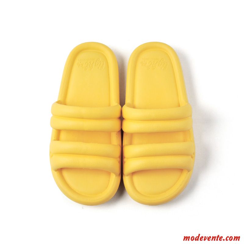 Chaussons Femme Dame De Maison Intérieur Fantaisie Simple Homme Jaune